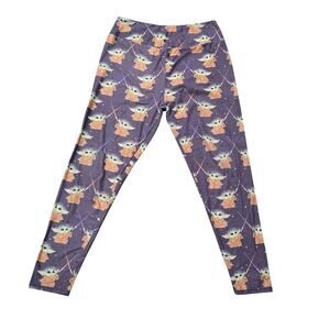 My LaLa Purple Mandalorian The Child Baby Yoda Light Saber Print Curvy Leggings